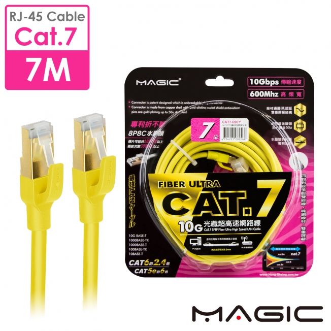 MAGIC Cat.7 SFTP圓線 26AWG光纖超高速網路線(專利折不斷接頭)-7M