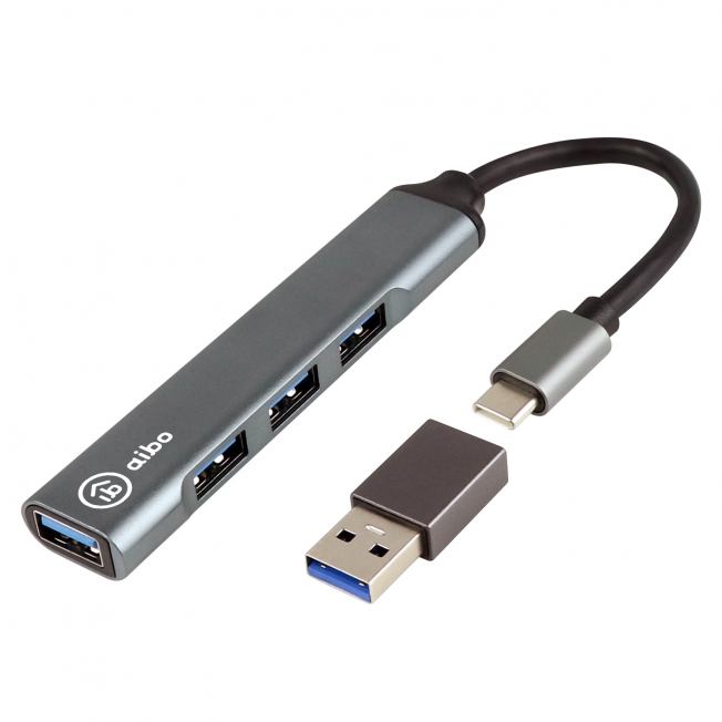 Type-C 3.1 鋁合金 4埠USB3.0 HUB(附USB轉接頭)
