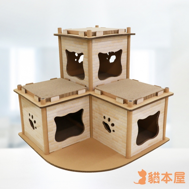 貓本屋 豪宅貓生 豪華升級 貓抓板寵物貓屋-連棟豪宅(印刷)