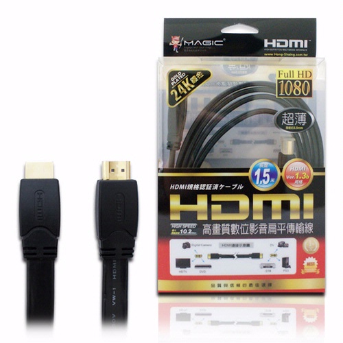 HDMI高畫質數位影音傳輸超薄扁線(24k鍍金)-1.5米