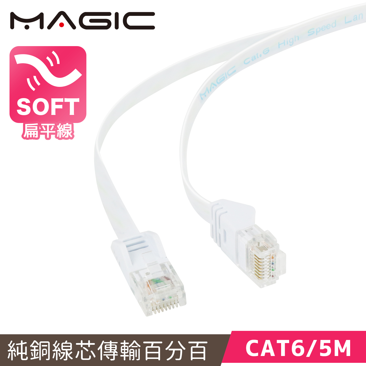 MAGIC Cat.6 Hight-Speed 1.4mm超薄扁平網路線-5M