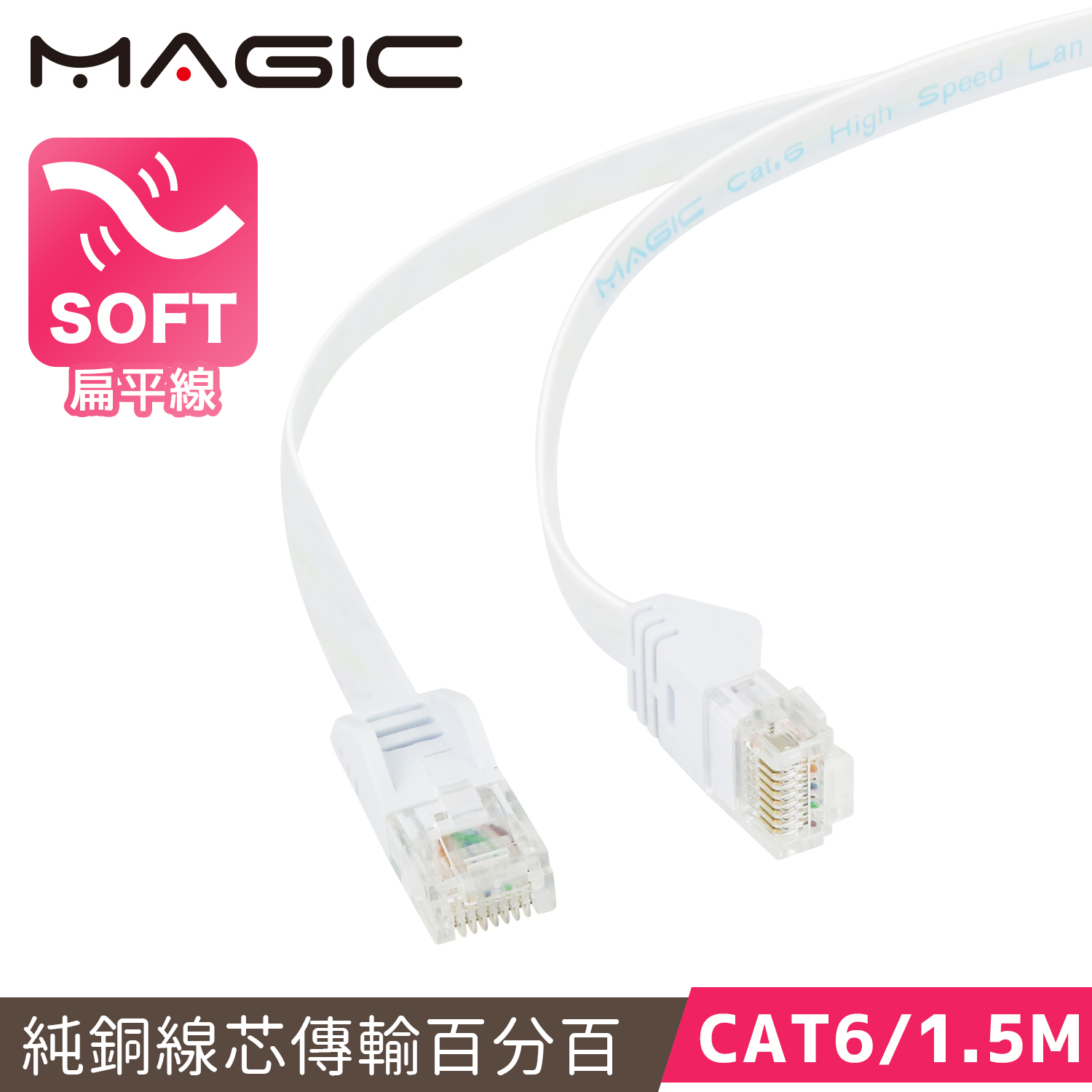 MAGIC Cat.6 Hight-Speed 1.4mm超薄扁平網路線-1.5M