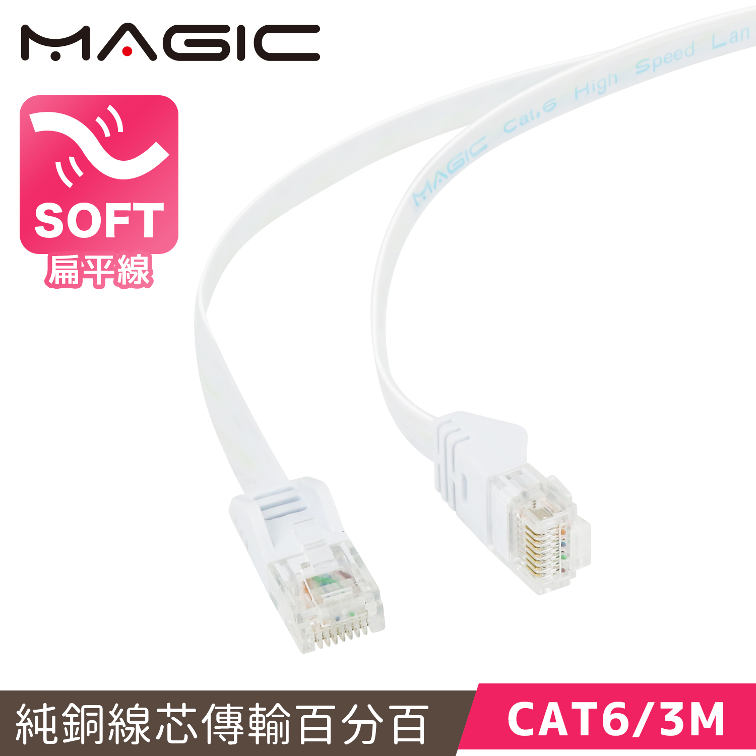 MAGIC Cat.6 Hight-Speed 1.4mm超薄扁平網路線-3M